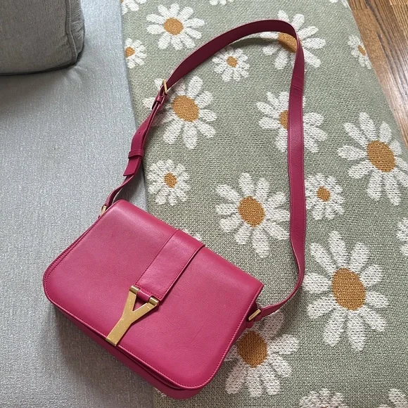 Saint Laurent Classic Y Hot Pink Leather Crossbody Bag - Picture 2 of 15